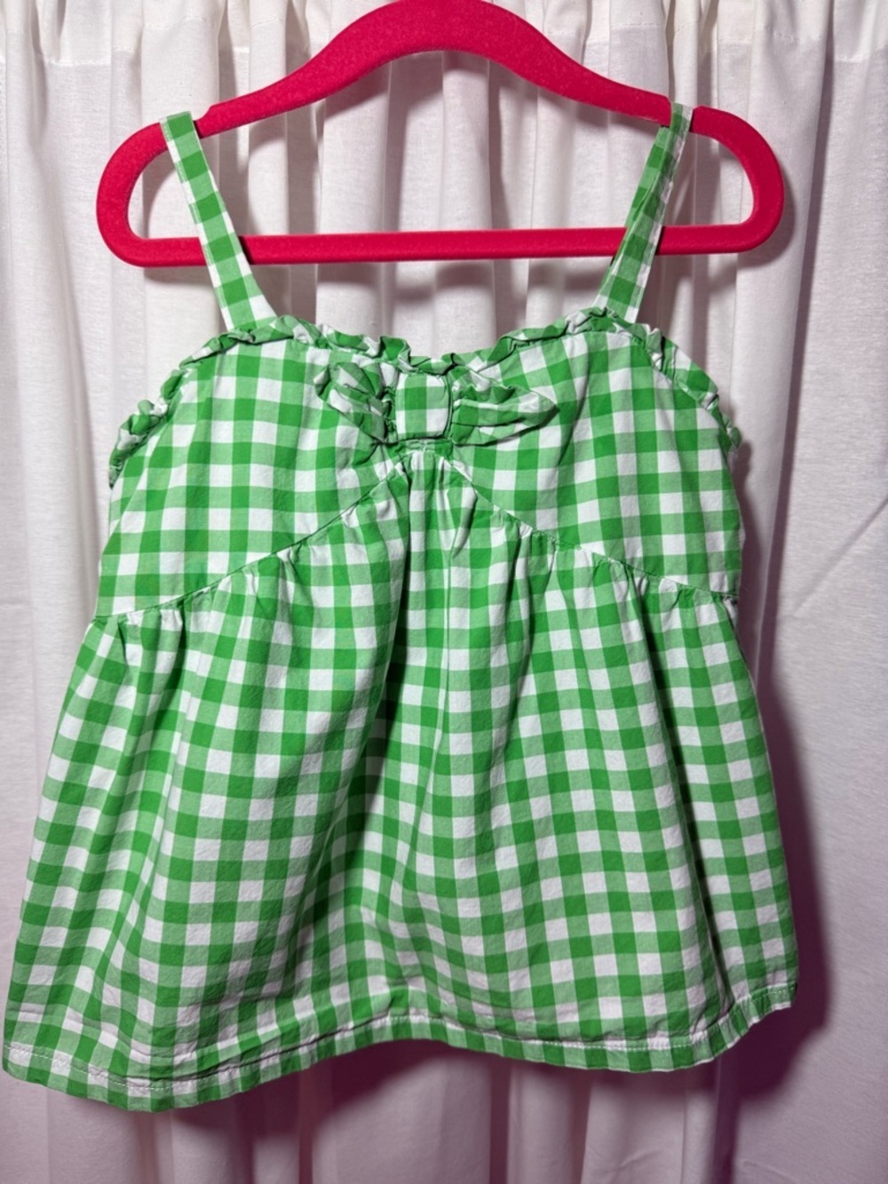 Janie and Jack Girls' Green Gingham Bow Tank Top - Cute Summer Layer